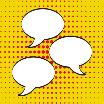 Cartoon, Comic Speech Bubbles, Empty Dialog Clouds with Halftone Dot Backgrou Stock Illustration