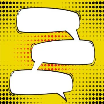 Cartoon, Comic Speech Bubbles, Empty Dialog Clouds with Halftone Dot Backgrou Stock Illustration