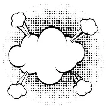 Cartoon, Comic Speech Bubbles, Empty Dialog Clouds with Halftone Dot Backgrou 스톡 일러스트