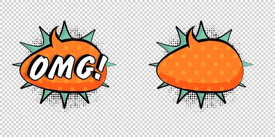 Cartoon comic speech bubbles with omg text and blank  pop art style emotico.. Stock Illustration