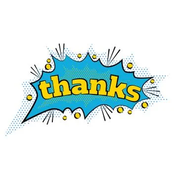 Cartoon comic thanks bubbles labels with text and elements with halftone shadows Stock Illustration