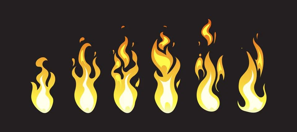 Cartoon comic vector fire animation frames for computer game Illustrazione stock