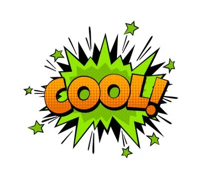 Cartoon comic word Cool. Expression communication talk vector speech bubble with Stock Illustration
