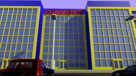 CARTOON COMMERCE BUILDING EXTERIOR Vídeos de archivo 73662359