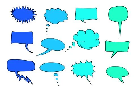 Cartoon communication speech bubbles set. Chat and thought illustration colle Stock Illustration