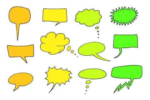 Cartoon communication speech bubbles set. Chat and thought illustration colle Stock Illustration