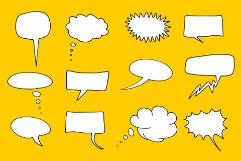 Cartoon communication speech bubbles set. Chat and thought illustration colle Stock Illustration