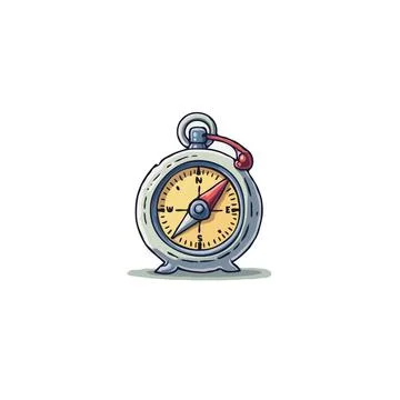 Cartoon compass points the way for adventure navigation illustration guides.. Stock Illustration