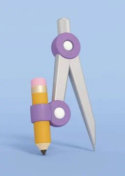 Cartoon compasses isolated on blue background. 3D illustration Cartoon com... Stock Photos