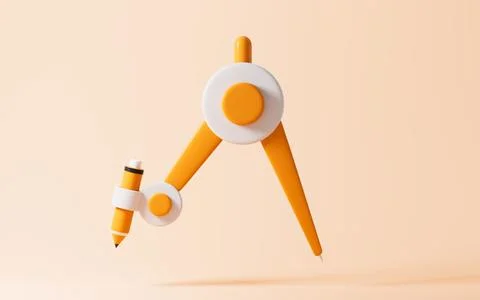 Cartoon compassess isolated in the white background, 3d rendering. Stock Illustration