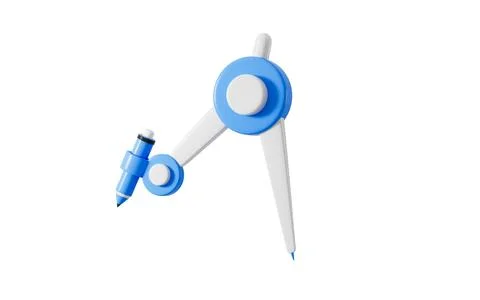 Cartoon compassess isolated in the white background, 3d rendering. Stock Illustration