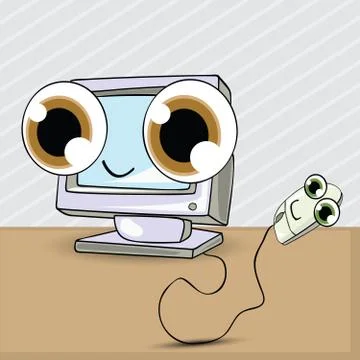Cartoon computer and mouse Stock Illustration