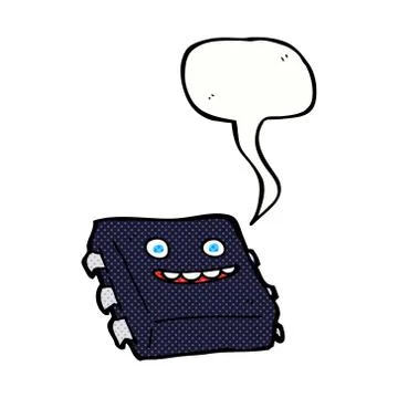 Cartoon computer chip with speech bubble Stock Illustration