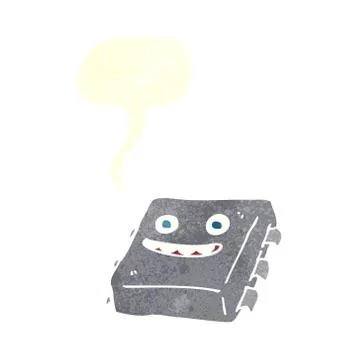 Cartoon computer chip with speech bubble 스톡 일러스트
