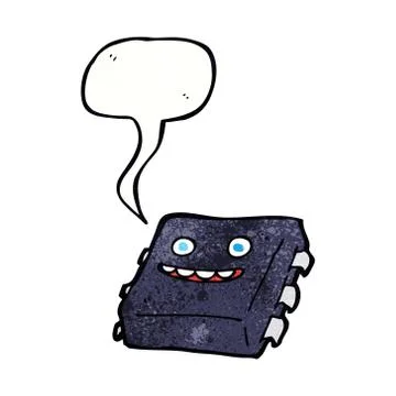 Cartoon computer chip with speech bubble 스톡 일러스트