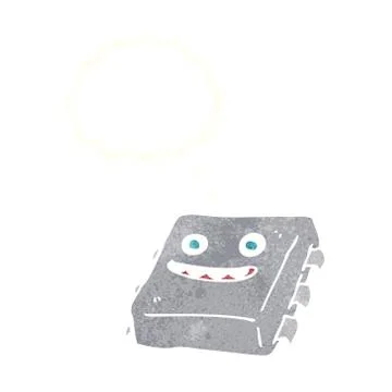 Cartoon computer chip with thought bubble 스톡 일러스트