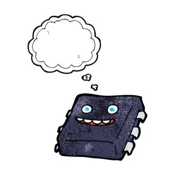 Cartoon computer chip with thought bubble 스톡 일러스트