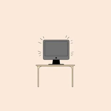 Cartoon Computer on Desk Stock-Illustration