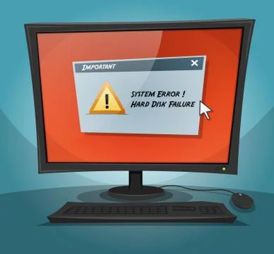 Cartoon Computer With Error Message Stock Illustration