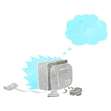 Cartoon computer game with thought bubble 스톡 일러스트