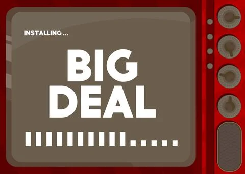 Cartoon Computer With the word Big Deal. Message of a screen displaying an in 库存插图