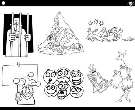 Cartoon concepts or proverbs with comic characters set Illustration set of... Stock Photos