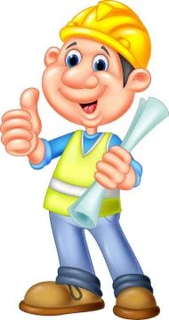 Cartoon Construction worker giving thumbs up Stock Illustration