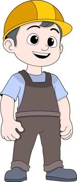 Cartoon construction worker in safety clothes Stock Illustration