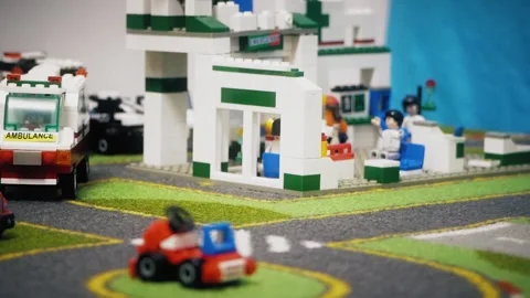 Cartoon from the constructor of an accident on the road and an ambulance Stock Footage 166048202
