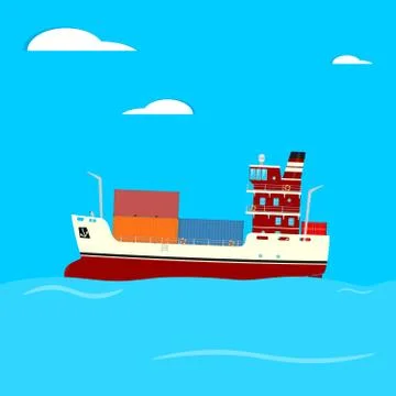 Cartoon container ship. Stock Illustration