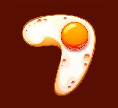Cartoon cooked egg breakfast font number 7 seven Stock Illustration