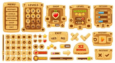 Cartoon cookie cracker game interface UI and GUI 스톡 일러스트