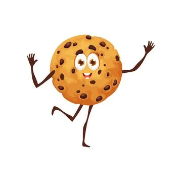 Cartoon cookie funny character with choco chips Stock Illustration