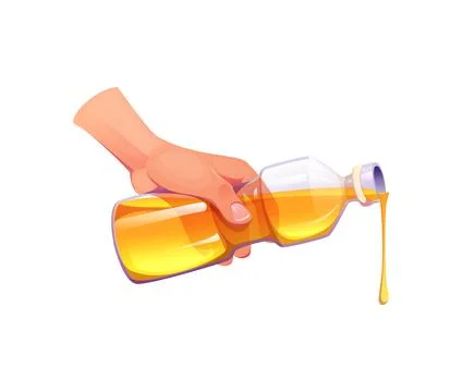 Cartoon cooking process showing hand pouring oil Stock Illustration