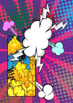 Cartoon Cool Background, comic book backdrop. Retro vector comics pop art i.. 스톡 일러스트