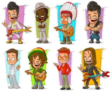 Cartoon cool funny different characters vector set Illustrazione stock