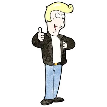 Cartoon cool guy in leather jacket Stock Illustration