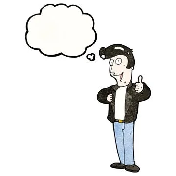 Cartoon cool guy in leather jacket Stock Illustration