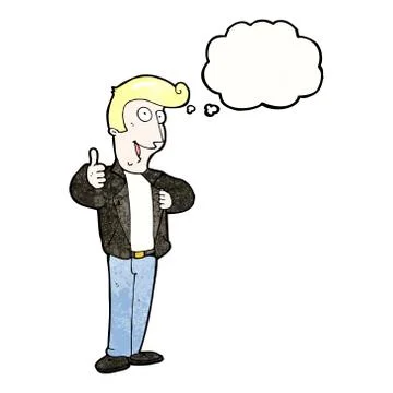 Cartoon cool guy in leather jacket Stock Illustration