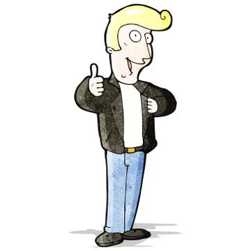 Cartoon cool guy in leather jacket Stock Illustration