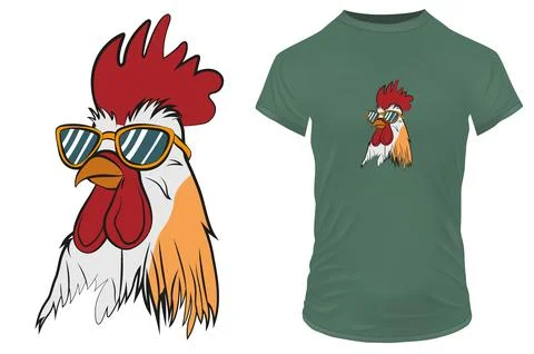 Cartoon of a cool moody rooster with sunglasses. Vector illustration Stock Illustration