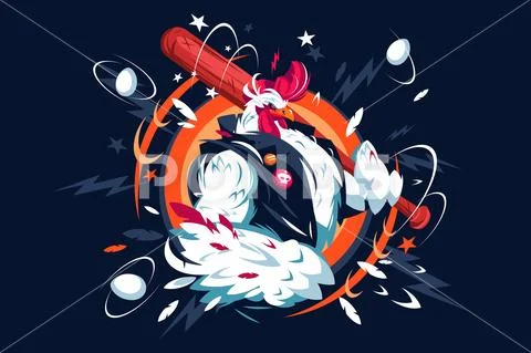 Cartoon cool rooster Stock Illustration