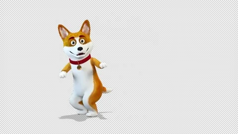 Cartoon corgi dog dancing long tap dance Stock Footage