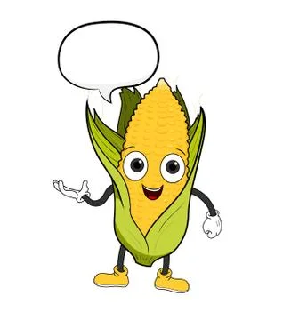 Cartoon Corn With Narration Bubble Stock Illustration