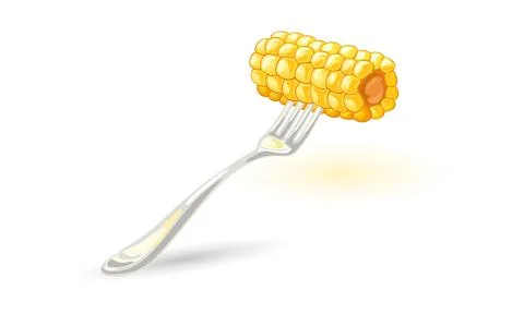 Cartoon corn noggin on fork Stock Illustration