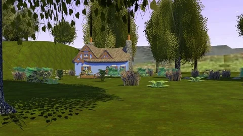 CARTOON COTTAGE DISTANT VIEW Vídeos de archivo 74288010