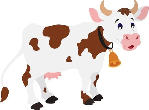 Cartoon Cow in flat style vector illustration.eps Stock Illustration