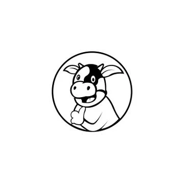 Cartoon cow logo vector Stock Illustration