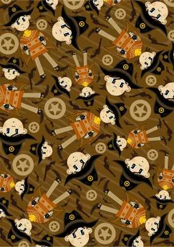 Cartoon Cowboy Pattern 스톡 일러스트