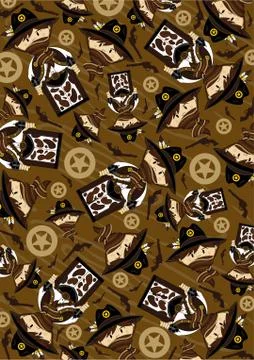 Cartoon Cowboy Pattern Stock-Illustration